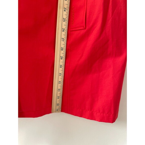 Lands' End women's coral red trench coat belted pockets size 1X 16w-18w - Picture 8 of 11